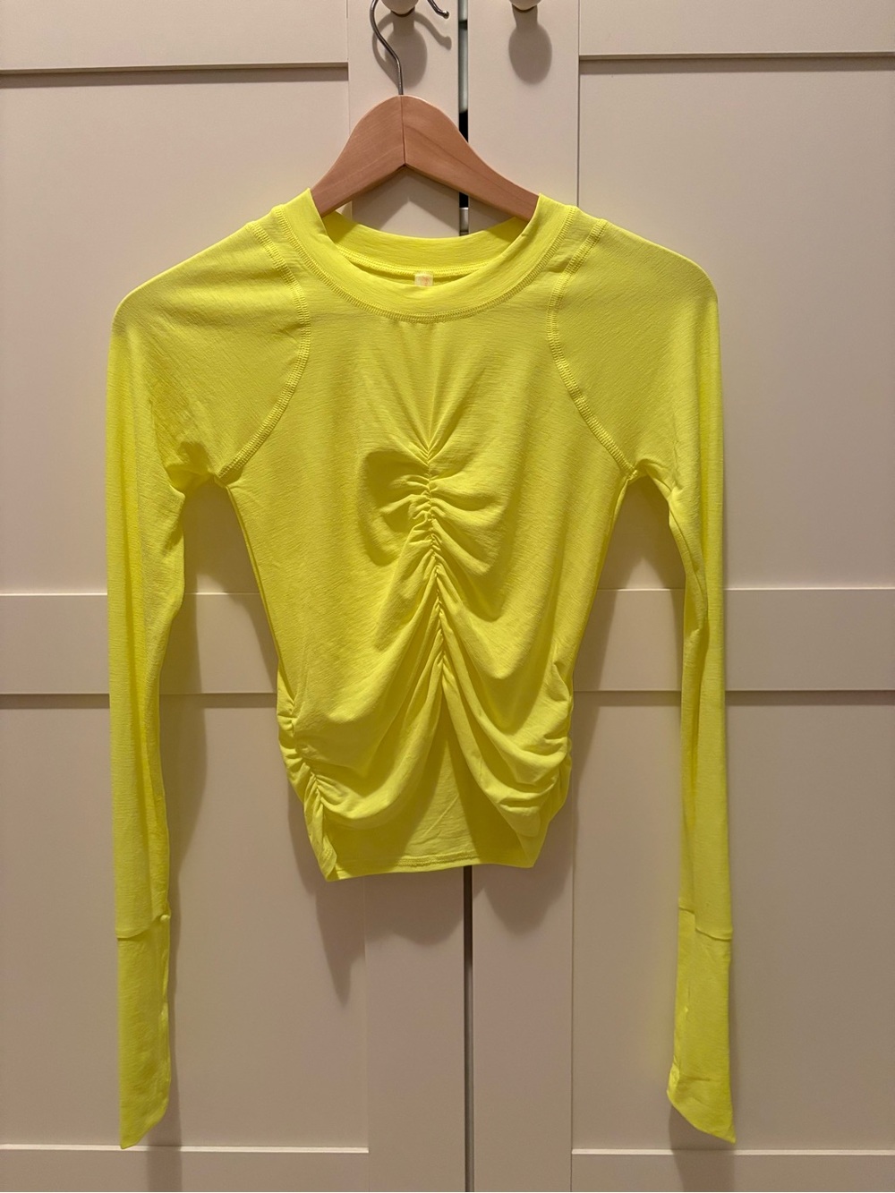 FP Movement by Free People Neon Yellow Ruched Long-Sleeve Top